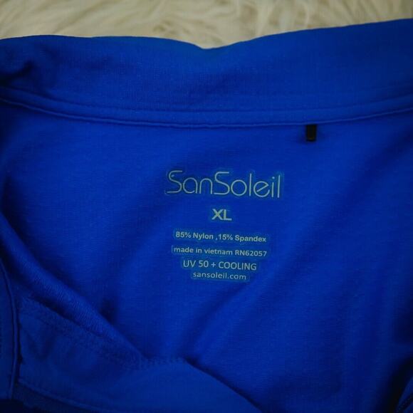 SanSoliel Size XL Blue 1/4 1/2 Zip Collared Long Sleeve Mesh Golf Active Top - Picture 4 of 7